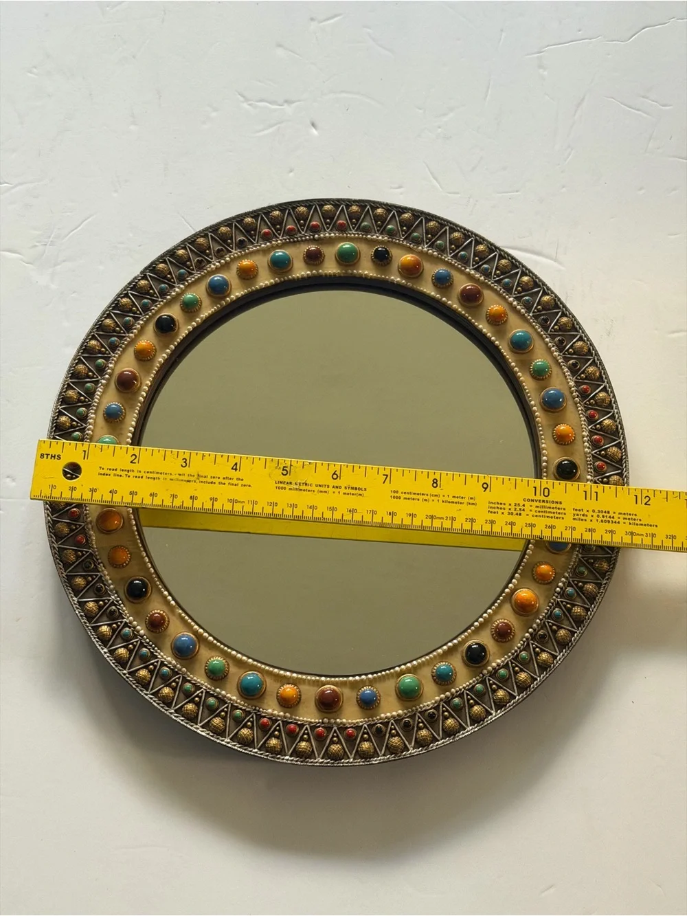 Round Beaded Accent Wall Mirror 11 3/4”